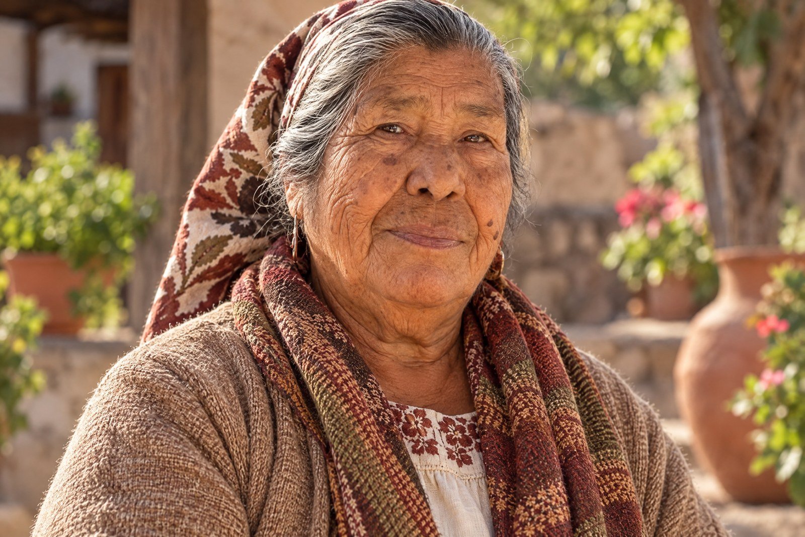 Retrato documental de una mujer mayor indígena